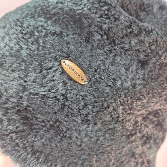 LIZ CLAIBORNE Vintage 90s Wide Brim Fur/Fluffy Dark Green Bucket Hat - Picture 7 of 7
